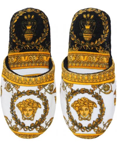Bavlnené domáce papuče so srdiečkami Versace čierna