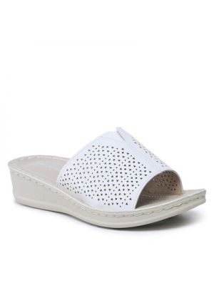 Papuci din piele din piele ecologică Clara Barson alb