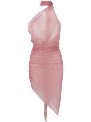 Asimetriškas skaidrus suknele kokteiline Ludovic De Saint Sernin rožinė