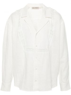 Λινό πουκάμισο με δαντέλα Siedres λευκό
