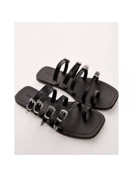 Кожаные сандалии с пряжкой Topshop черные