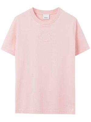 Βαμβακερή μπλούζα με κέντημα Burberry ροζ
