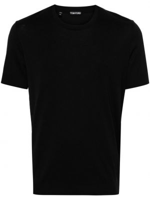 Плетена тениска с кръгло деколте черно Tom Ford