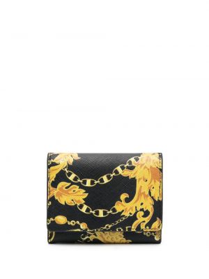 Kožená peňaženka s potlačou Versace Jeans Couture čierna