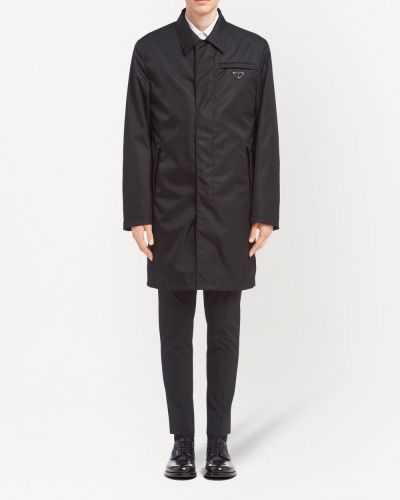Kabát s knoflíky z nylonu Prada černý