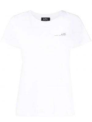 T-shirt con stampa con scollo tondo A.p.c. bianco