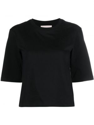 Bavlnené tričko s okrúhlym výstrihom Semicouture čierna