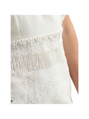 Mini vestido con bordado de lino Twinset blanco