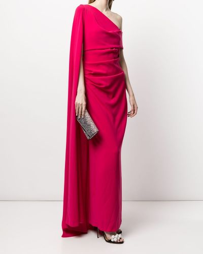 Vestido de noche drapeado Talbot Runhof rosa