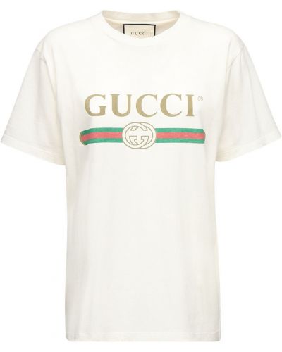 Хлопковая футболка винтажная Gucci, белый