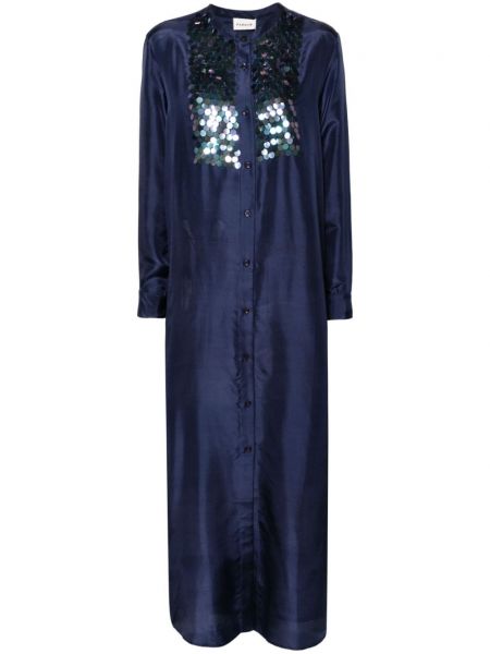 Rochie cu guler cu paiete de mătase P.a.r.o.s.h. albastru