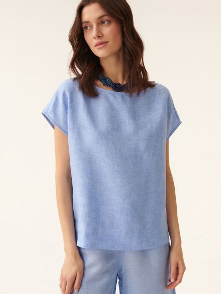 Льняная блузка с коротким рукавом Tatuum синяя