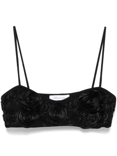 Blomstret crop top med applikation Blumarine sort