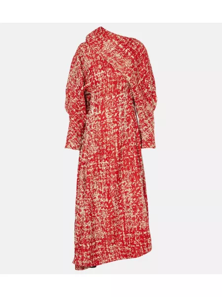 Drapoidut tweed maxi mekko Bottega Veneta punainen