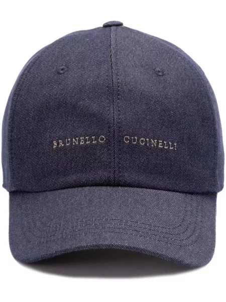 Cap med broderier Brunello Cucinelli blå