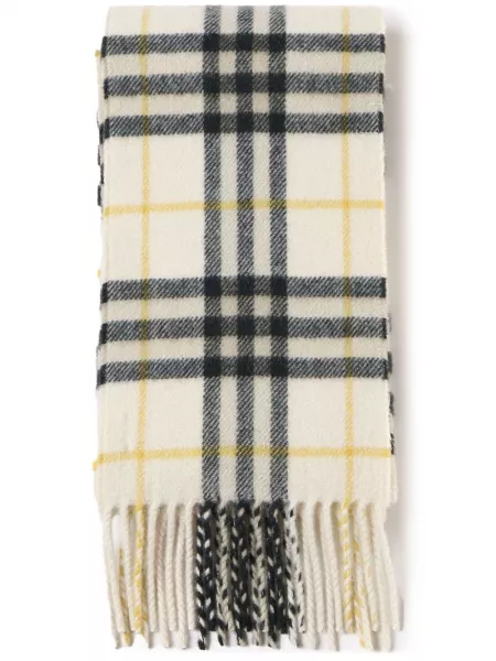 Ruudullinen kashmir huivi Burberry valkoinen