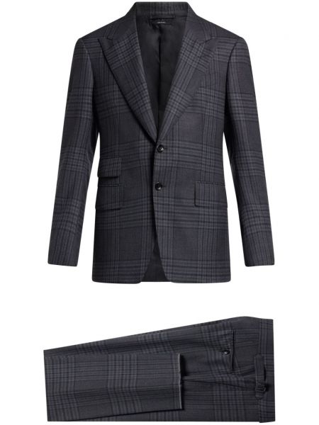 Kockovaný oblek Tom Ford sivá