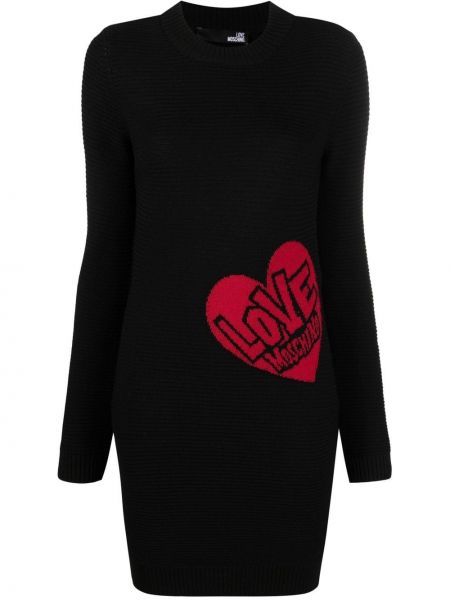 Rochie tricotate cu motiv cu inimi Love Moschino
