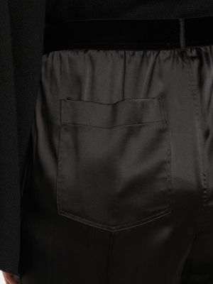 Pantaloni cu picior drept din satin de mătase cu talie înaltă Tom Ford negru