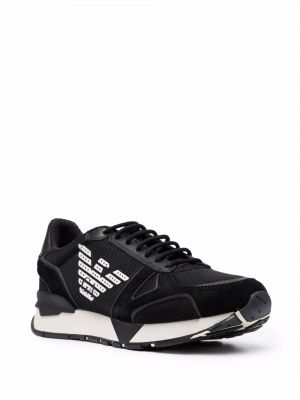 Spitzen schnür sneaker mit print Emporio Armani schwarz