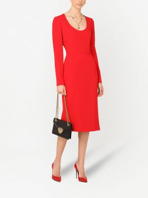 Vestido midi manga larga Dolce & Gabbana rojo