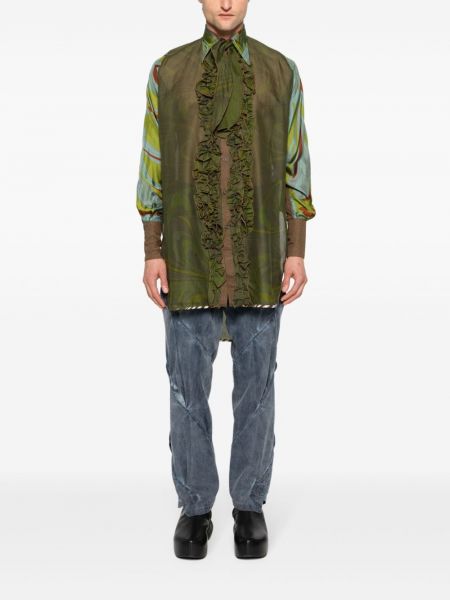 Przezroczysta koszula z nadrukiem w abstrakcyjne wzory Frederik Taus zielona