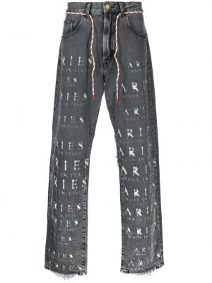 Zerrissene straight jeans Aries schwarz