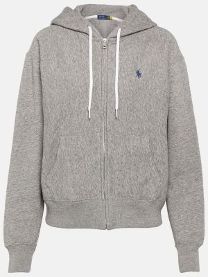 Hoodie di cotone in jersey Polo Ralph Lauren grigio