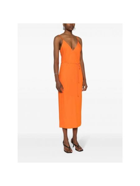 Sukienka midi Calvin Klein pomarańczowa