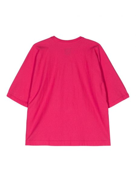 Kokvilnas t-krekls ar apaļu kakla izgriezumu Homme Plissé Issey Miyake rozā