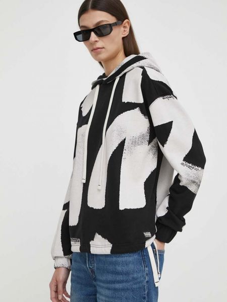 Pamučna hoodie s kapuljačom s printom s uzorkom zvijezda G-star Raw crna