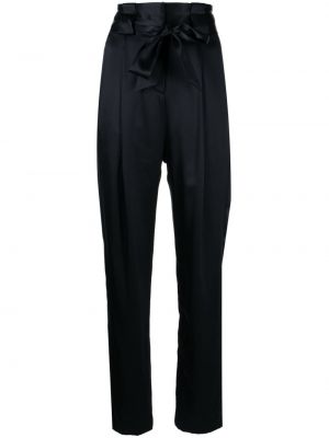 Plisované hedvábné kalhoty Michelle Mason černé