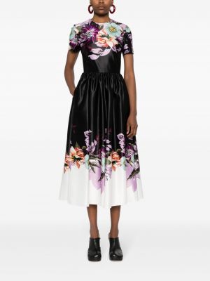 Sukienka midi w kwiatki z nadrukiem Elie Saab czarna