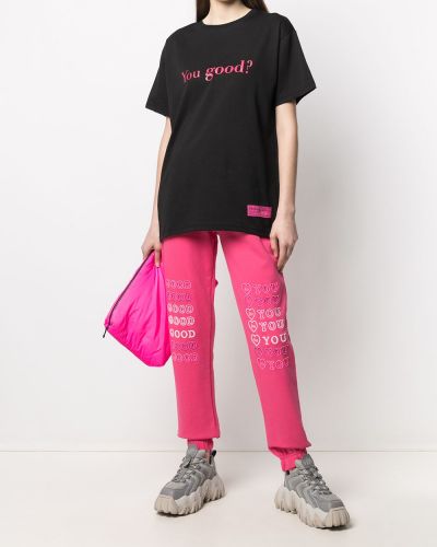 Pantalon de joggings avec imprimé slogan à imprimé Ireneisgood rose