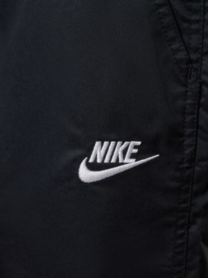 Плетени памучни прав панталон Nike черно