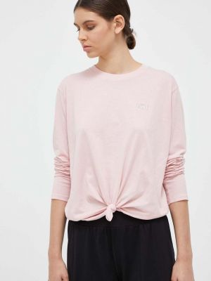 Памучна блуза с дълъг ръкав Dkny розово