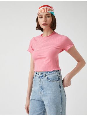 Slim fit t-krekls Koton rozā