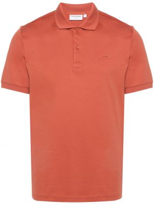 Памучна поло тениска Calvin Klein оранжево