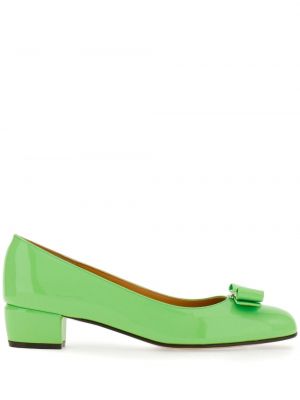 Pantofi cu funde Ferragamo verde