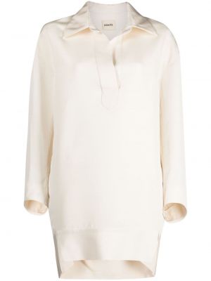 Μεταξωτή φόρεμα σε στυλ πουκάμισο Khaite λευκό