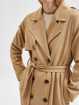 Классический длинное пальто из лиоцела Selected Femme коричневый