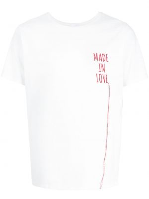 T-shirt brodé avec imprimé slogan en coton Ports V blanc