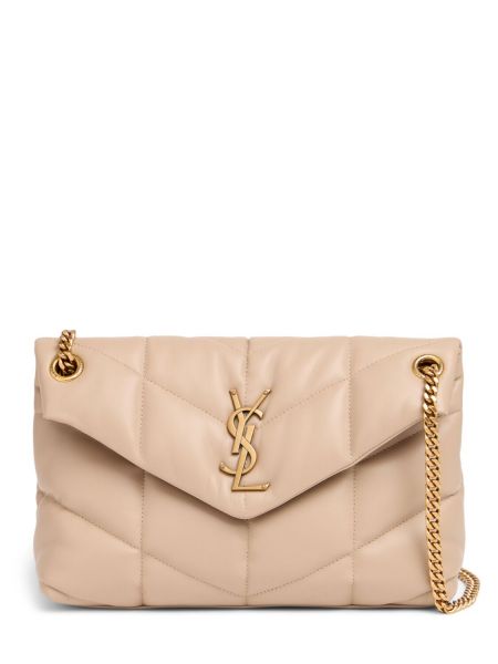 Färgad väska i läder Saint Laurent beige