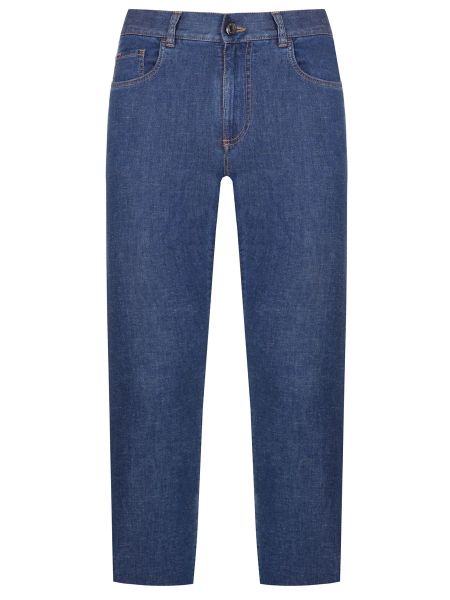 Хлопковые прямые джинсы Canali синие