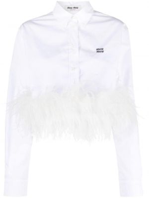 Marškiniai su plunksnomis Miu Miu balta