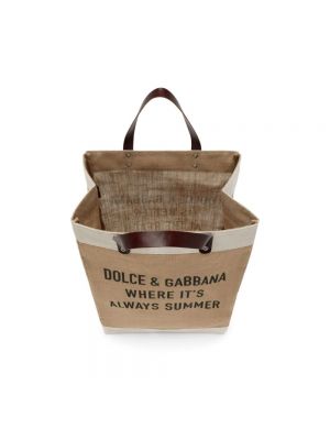 Bolso shopper con estampado Dolce & Gabbana beige