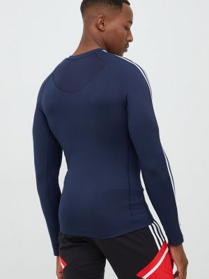 Tricou cu mânecă lungă cu dungi cu mâneci lungi Adidas Performance albastru