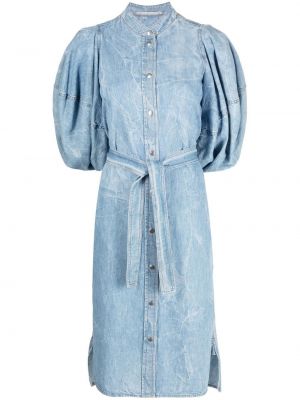 Pérové midi šaty na gombíky Stella Mccartney modrá