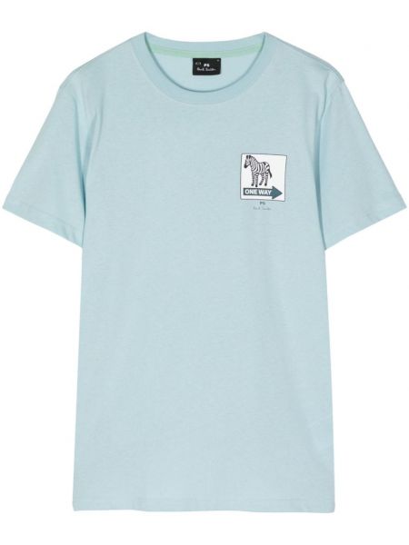 Тениска с принт с принт зебра Ps Paul Smith синьо