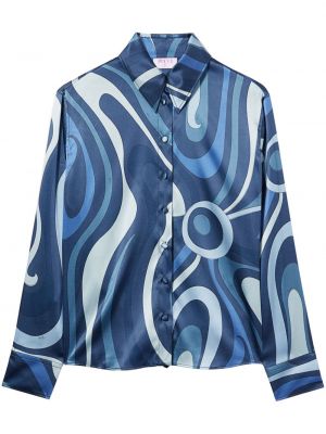 Chemise en soie à motif mélangé Pucci bleu